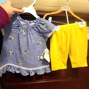 NWT Blueberi Boulevard 2pc spring or summer chambray top & yellow bottoms